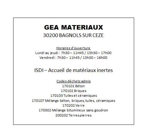 liste dechets inertes